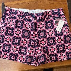 Crown & Ivy Pink and Blue Bermuda Shorts Geometric Floral